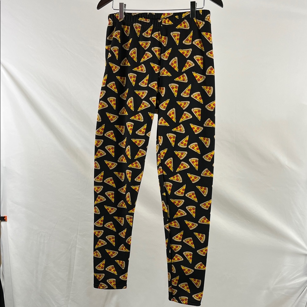 Black Leggings with Pizza Print